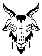 Goat head illustration with occult symbolism