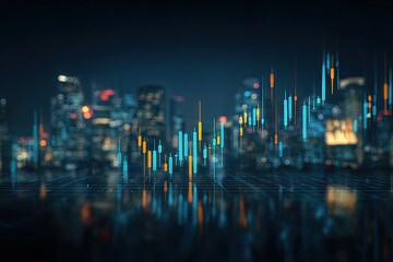Abstract cityscape overlaid with financial data (1)