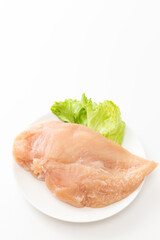 鶏胸肉とレタス　白バック