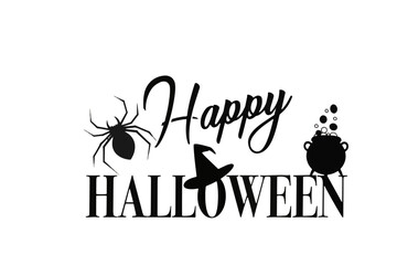 Vector illustration of Happy Halloween text in a spooky festive design, holiday typography for seasonal decoration, posters, and greeting cards