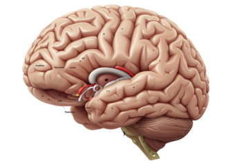 Human Brain Anatomy Detailed 3D Medical Illustration isolated on transparent background