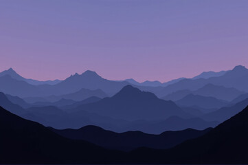 Fototapeta premium A mountain range at dusk.