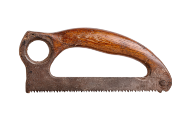 Weathered Hand Saw with Unique Wooden Handle