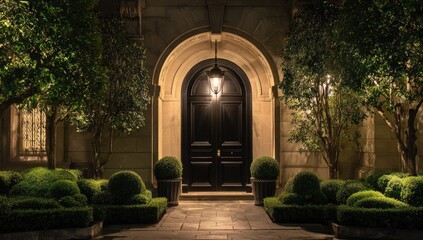 Elegant entryway at night (1)