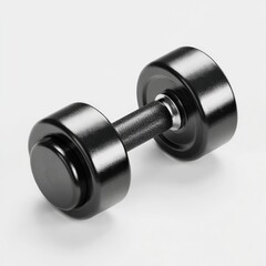 A black dumbbell on a plain background