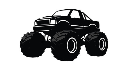 a large black monster truck with massive wheels © Mstsalma