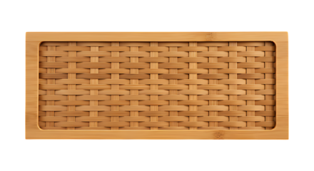 Minimalist handcrafted bamboo strip nameplate isolated on transparent background