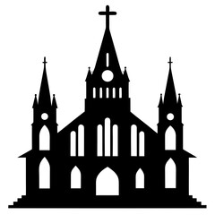 Obraz premium Gothic Cathedral a simple vector clean black silhouette design white background