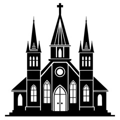 Fototapeta premium Gothic Cathedral a simple vector clean black silhouette design white background