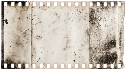Aged Film Strip with Grunge Texture and Transparent Background