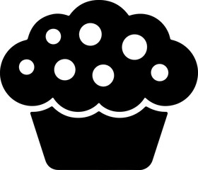 Simple silhouette icon of a delicious muffin with white chocolate chips baking vector