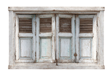 Aged, weathered wooden window shutters
