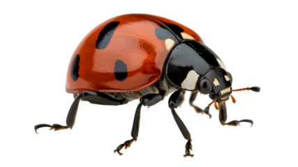 Detailed ladybug portrait with striking colors and intricate detail