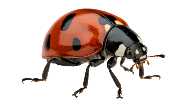 Detailed ladybug portrait with striking colors and intricate detail