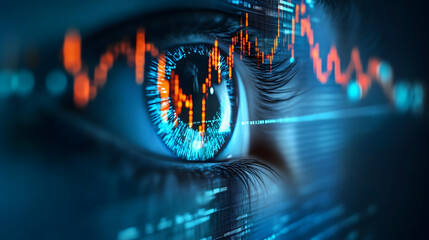Mechanical eyes scanning fluctuating stock market, Robot program trading