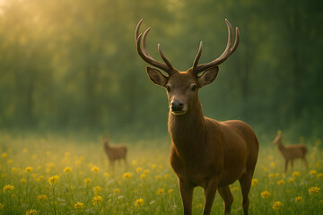 majestic deer on summer forest