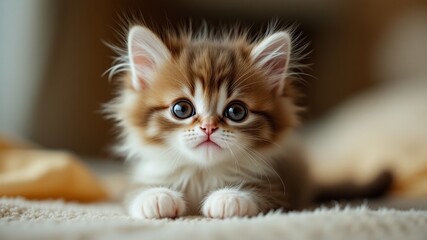 Fototapeta premium Cute AI-Generated Kitten, Charming Expression, Creative Background
