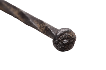 Close-Up of Rusty Iron Nail Head on Black Background