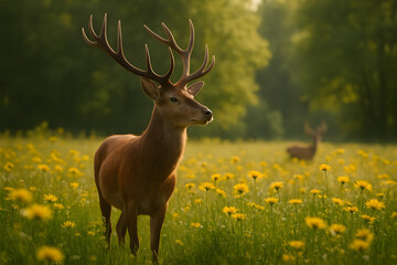 majestic deer on summer forest