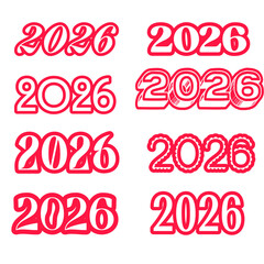 Happy New Year transparent background of 2026 
