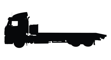 a silhouette of a large truck with flatbed trailer