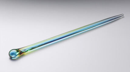 Iridescent glass stir rod with transparent background