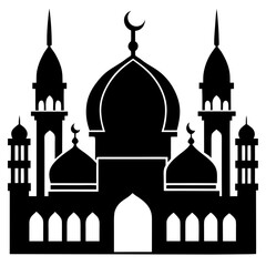Mosque a simple vector clean black silhouette design white background