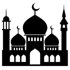 Mosque a simple vector clean black silhouette design white background