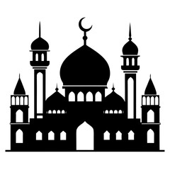 Mosque a simple vector clean black silhouette design white background