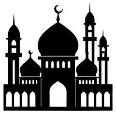 Mosque a simple vector clean black silhouette design white background