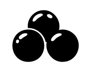 Stylized Bunch of Three Black Berries or Olives in Minimalist Design