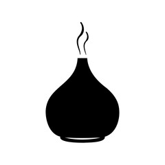 Aromatherapy diffuser emitting fragrant smoke depicted in a simple black and white graphic