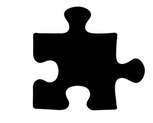 Fototapeta premium A single black jigsaw puzzle piece on a white background for completion