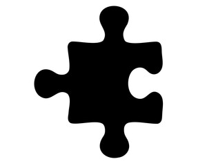 Fototapeta premium Isolated black jigsaw puzzle piece representing connection, teamwork, and problem solving concept