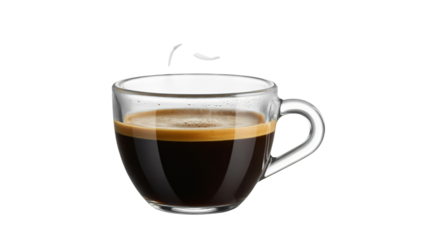 Aromatic espresso in glass cup offers a caffeine kick start