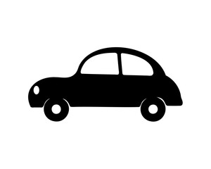 Obraz premium Stylized black car cartoon illustration on white background, flat design.