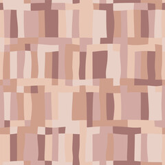 Abstract art pattern. Irregular block seamless background. Modern Grid mosaic texture. Minimal abstract tile shapes. Geometric wavy stripes abstract art. Organic natural colors