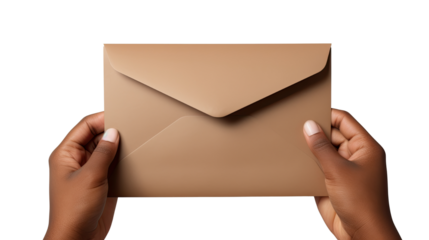 hand holding envelope isolated