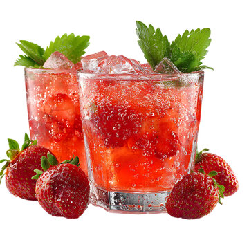 Refreshing strawberry drinks for sunny afternoons PNG