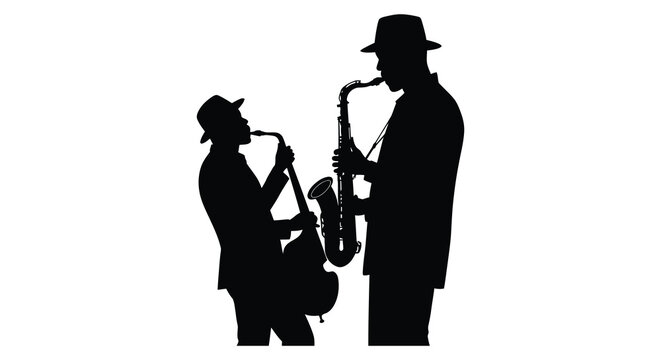 jazz musicians performing live music with saxophones