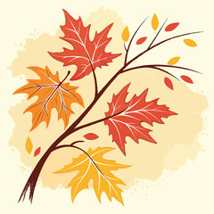 Flat design illustration of colorful autumn leaves with water droplets perfect for seasonal decorations and nature themes