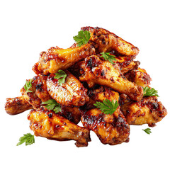 Delicious Glazed Chicken Wings Isolated on Transparent Background