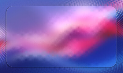 Modern glass morphism style background with transparent glossy frame in the center. Perfect template for web design, headers, banners, posters, and creative layouts with text space. Glassmorphism