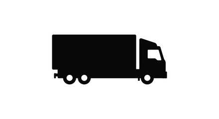a black silhouette of a delivery truck on white background © Mstsalma