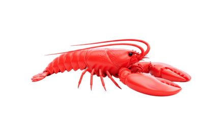 striking red lobster 3d model ocean life, seafood feast, culinary animation, isolated on transparent background