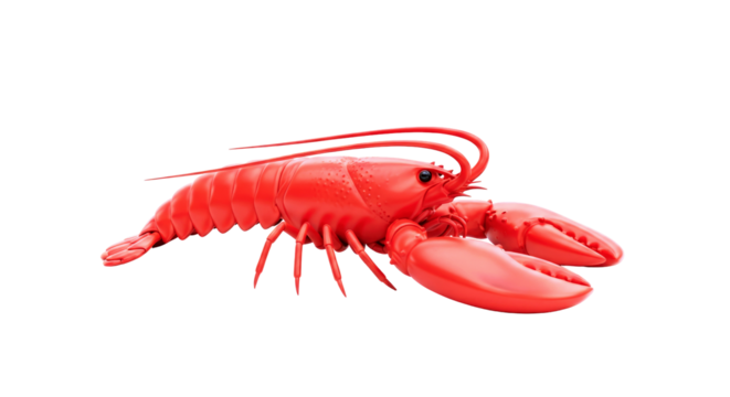 striking red lobster 3d model ocean life, seafood feast, culinary animation, isolated on transparent background