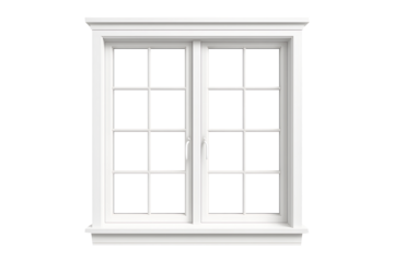 Modern White Double Sash Window Isolated on a Transparent Background