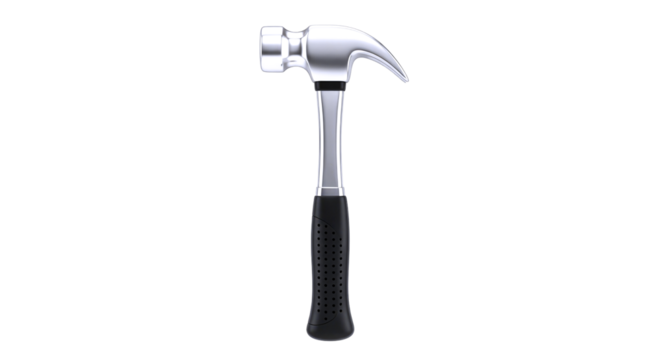 premium 3d model claw hammer, metal tool, construction icon, isolated on transparent background