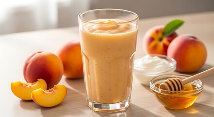 Refreshing peach smoothie with natural sweeteners and dairy alternatives