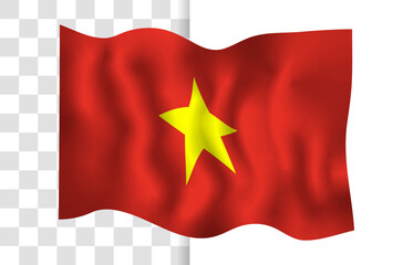 Waving Vietnam Flag Vector Illustration Isolated on Transparent Background